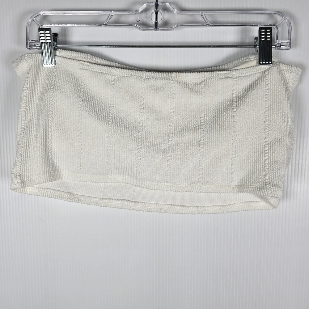 Aerie Women's White Bandeau Top Ribbed No Strap Size XL - Picture 2 of 5